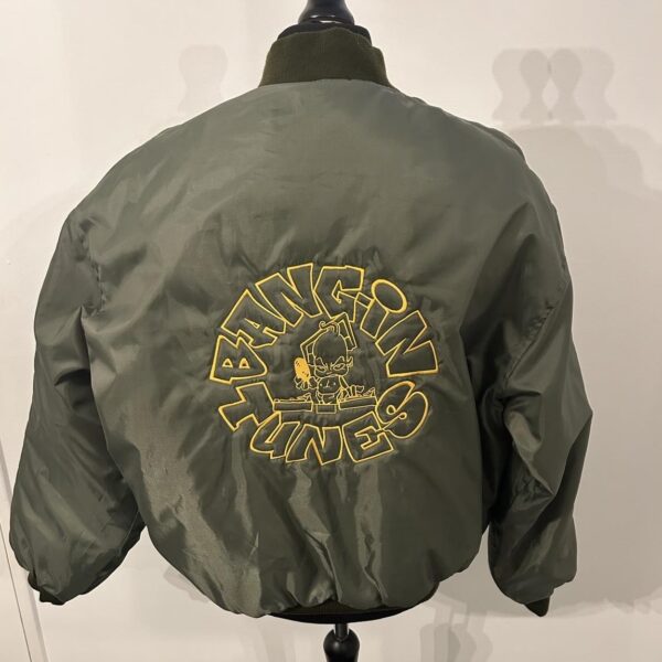 Bangin Tunes – Olive MA1 Bomber Jacket Left Breast & Back Gold Logo