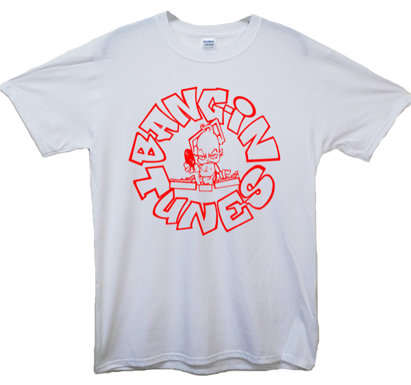 Bangin Tunes - Original White - Red Circle Logo Tee