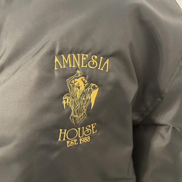 Amnesia House - Black or Olive MA1 Bomber Jacket - Left Breast Gold Logo